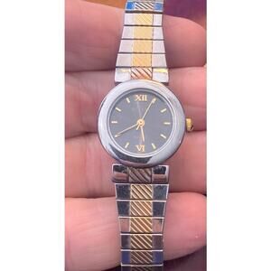 Women's 24mm Two Tone Decade Watch, Expansion Band, Black Face